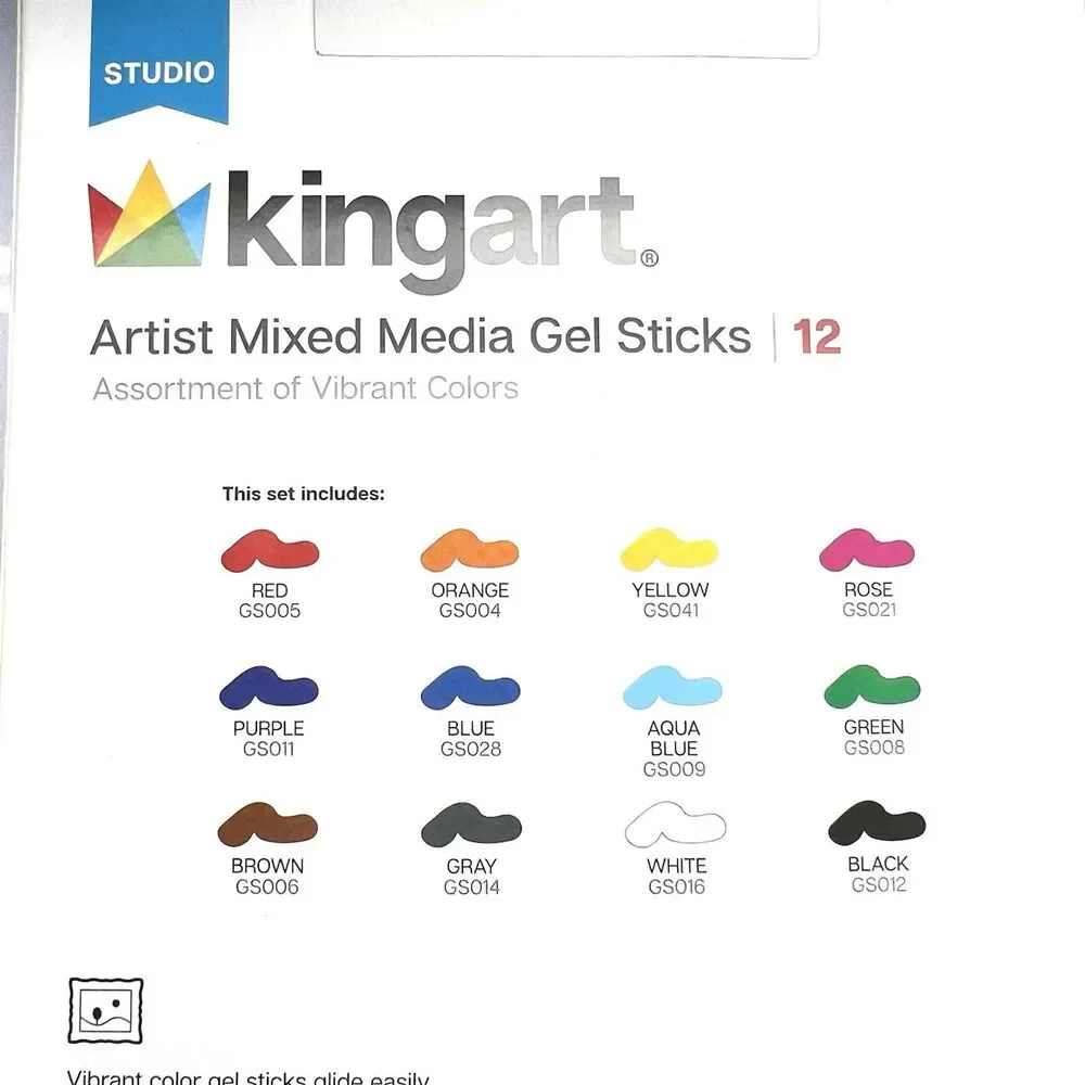 Kingart Artist Mixed Media Gel Sticks Set of 12 Vibrant Colors Open Box Unused
